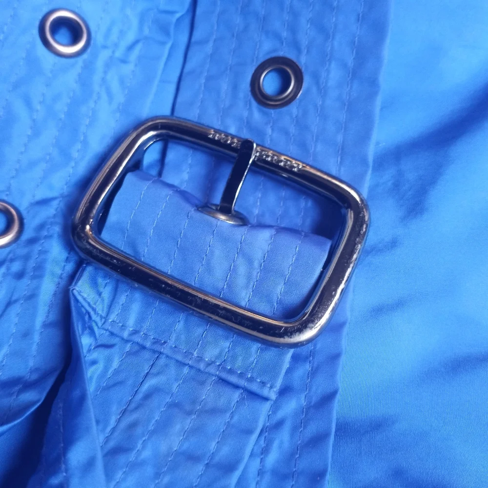 Burberry Blue Windbreaker Nylon Trench Coat - Picture 6 of 16